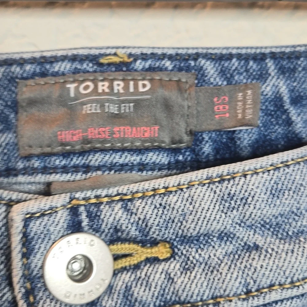 Torrid High Rise Straight Destructed Jeans (Short Length) - Picture 2 of 3